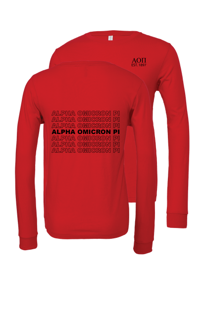 Alpha Omicron Pi Repeating Name Long Sleeve T-Shirts