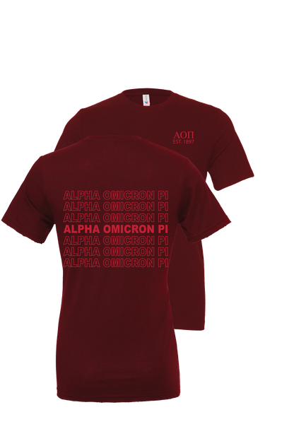 Alpha Omicron Pi Repeating Name Short Sleeve T-Shirts