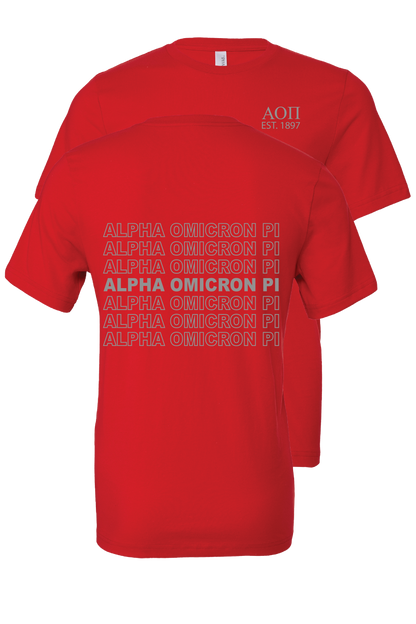 Alpha Omicron Pi Repeating Name Short Sleeve T-Shirts