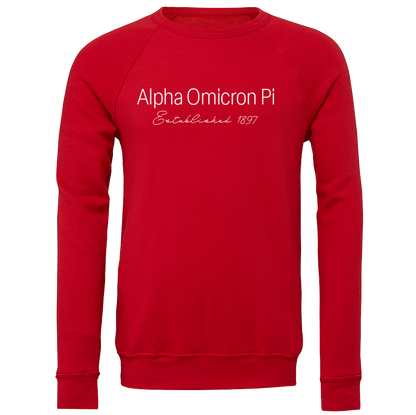 Alpha Omicron Pi Embroidered Printed Name Crewneck Sweatshirts