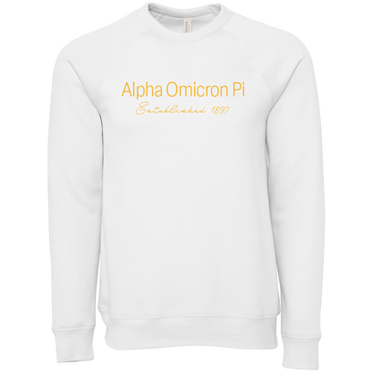 Alpha Omicron Pi Embroidered Printed Name Crewneck Sweatshirts