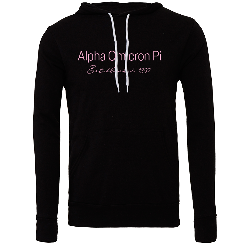 Alpha Omicron Pi Embroidered Printed Name Hooded Sweatshirts