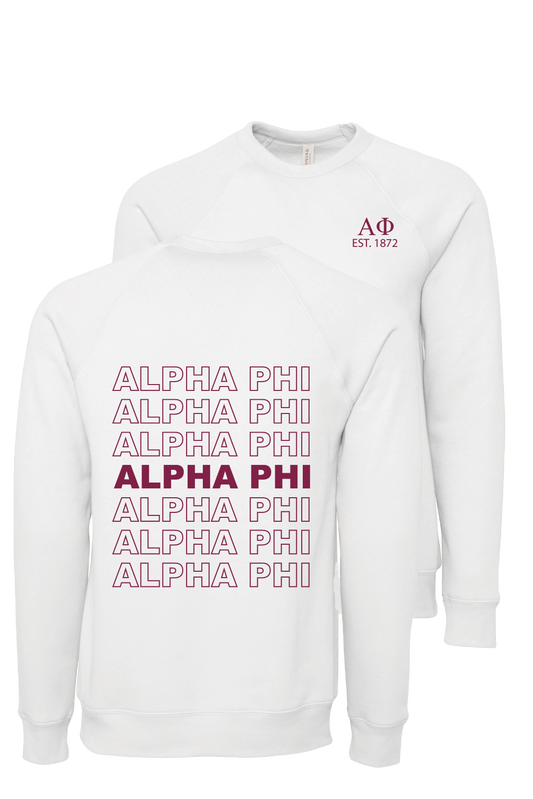 Alpha Phi Repeating Name Crewneck Sweatshirts