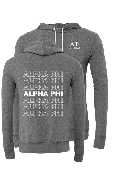 Alpha Phi Repeating Name Hooded Sweatshirts