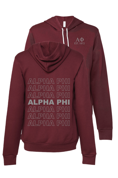 Alpha Phi Repeating Name Hooded Sweatshirts