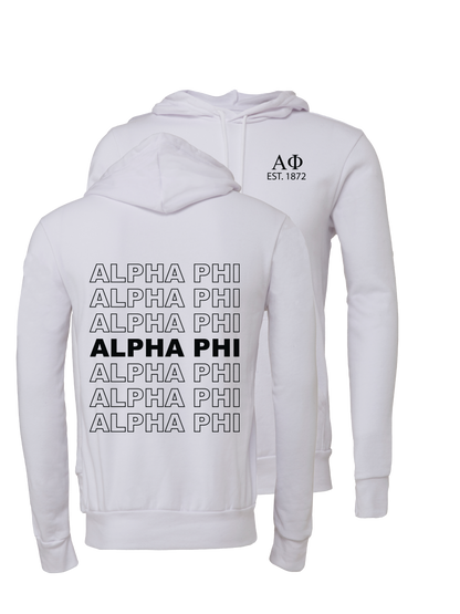 Alpha Phi Repeating Name Hooded Sweatshirts