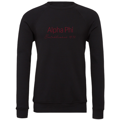 Alpha Phi Embroidered Printed Name Crewneck Sweatshirts