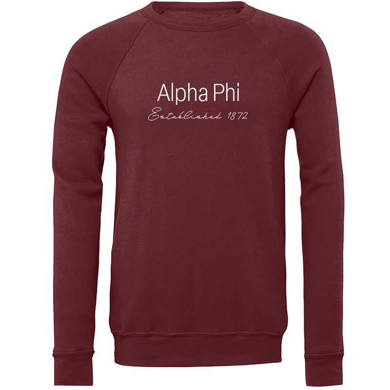 Alpha Phi Embroidered Printed Name Crewneck Sweatshirts