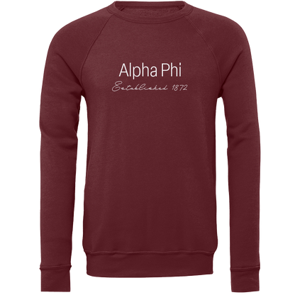 Alpha Phi Embroidered Printed Name Crewneck Sweatshirts