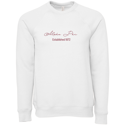 Alpha Phi Embroidered Scripted Name Crewneck Sweatshirts