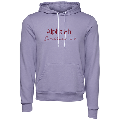 Alpha Phi Embroidered Printed Name Hooded Sweatshirts