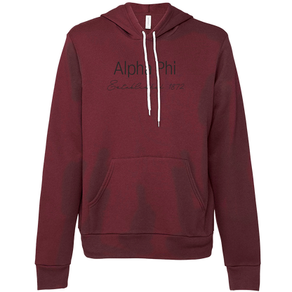 Alpha Phi Embroidered Printed Name Hooded Sweatshirts