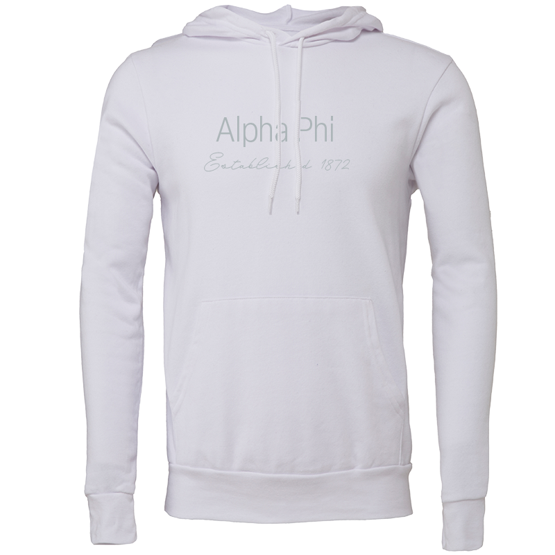 Alpha Phi Embroidered Printed Name Hooded Sweatshirts