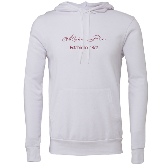 Alpha Phi Embroidered Scripted Name Hooded Sweatshirts