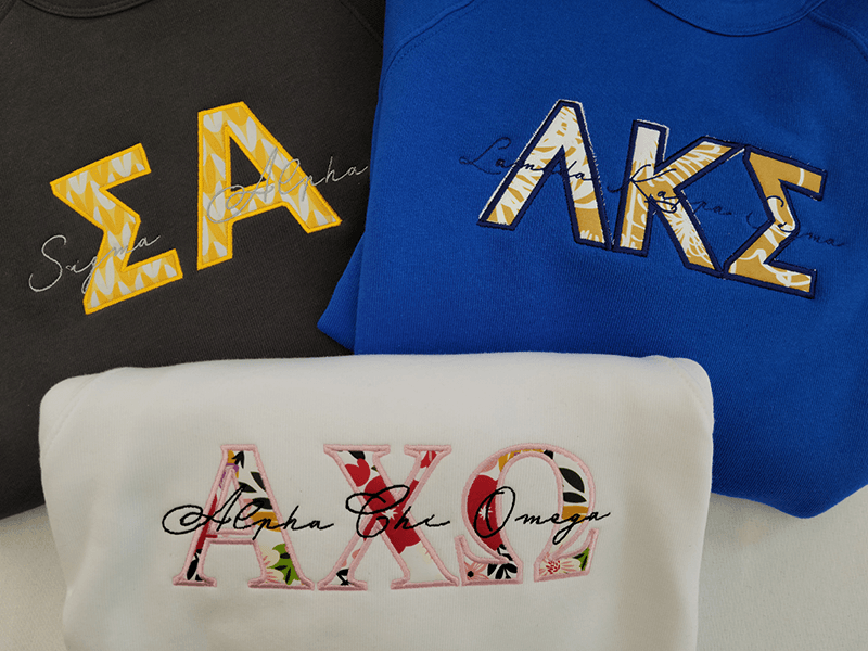 Lambda Kappa Sigma Applique Letters Crewneck Sweatshirt