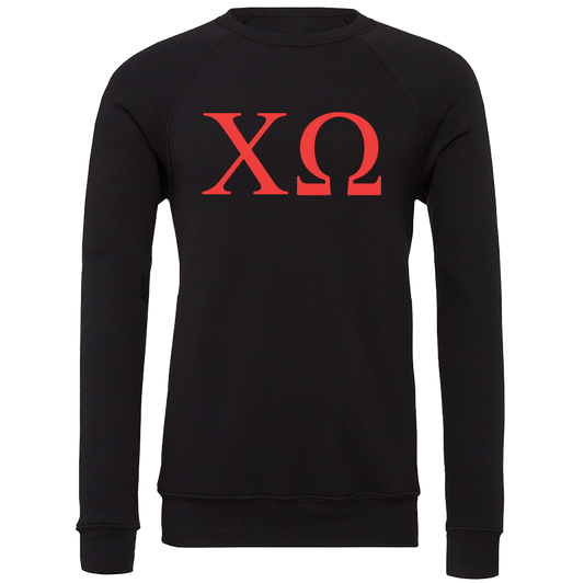 Chi Omega Embroidered Lettered Crewneck Sweatshirts