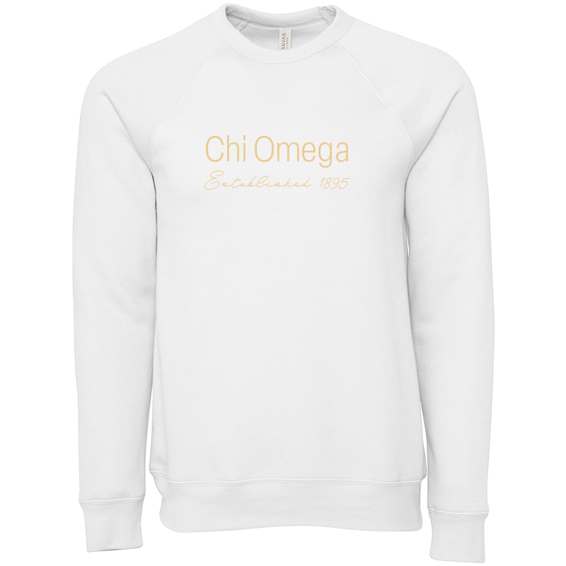 Chi Omega Embroidered Printed Name Crewneck Sweatshirts