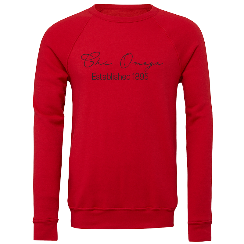 Chi Omega Embroidered Scripted Name Crewneck Sweatshirts