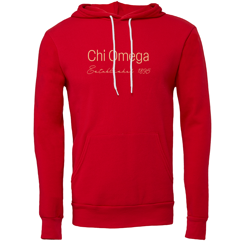 Chi Omega Embroidered Printed Name Hooded Sweatshirts