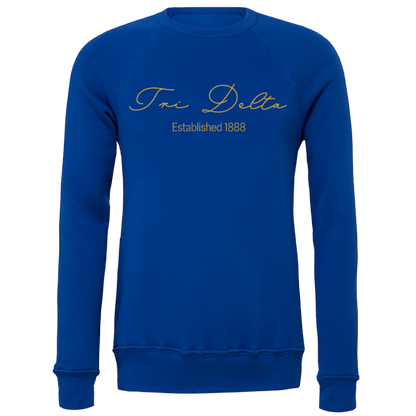 Delta Delta Delta Embroidered Scripted Name Crewneck Sweatshirts