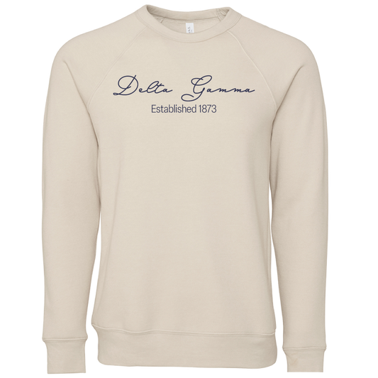 Delta Gamma Embroidered Scripted Name Crewneck Sweatshirts