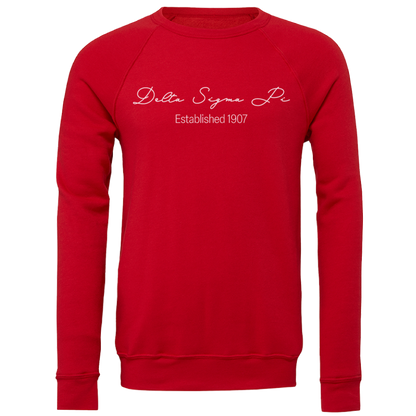 Delta Sigma Pi Embroidered Scripted Name Crewneck Sweatshirts