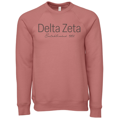 Delta Zeta Embroidered Printed Name Crewneck Sweatshirts