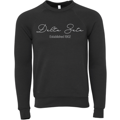 Delta Zeta Embroidered Scripted Name Crewneck Sweatshirts