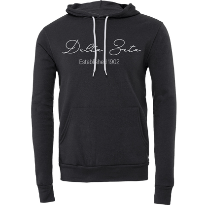 Delta Zeta Embroidered Scripted Name Hooded Sweatshirts
