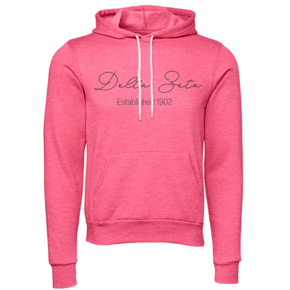 Delta Zeta Embroidered Scripted Name Hooded Sweatshirts