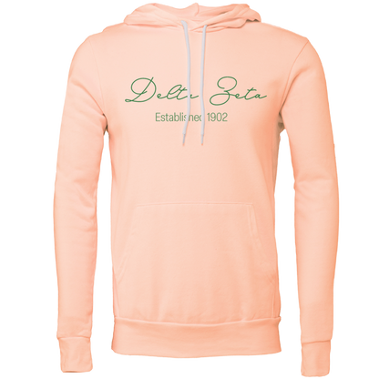 Delta Zeta Embroidered Scripted Name Hooded Sweatshirts