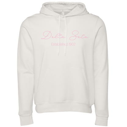 Delta Zeta Embroidered Scripted Name Hooded Sweatshirts