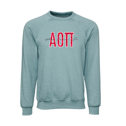 Alpha Omicron Pi Applique Letters Crewneck Sweatshirt