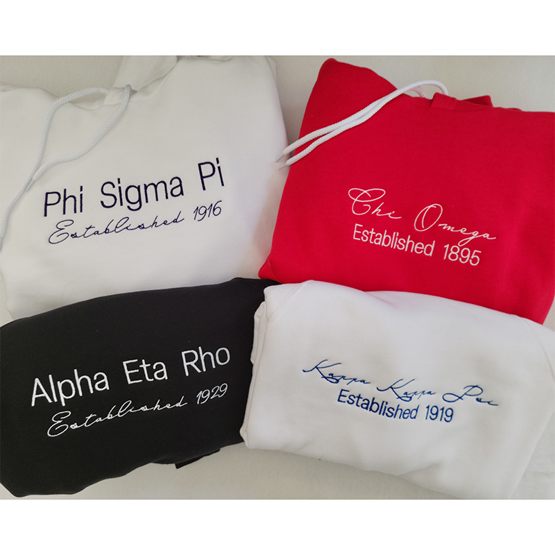 Phi Sigma Pi Embroidered Printed Name Hooded Sweatshirts